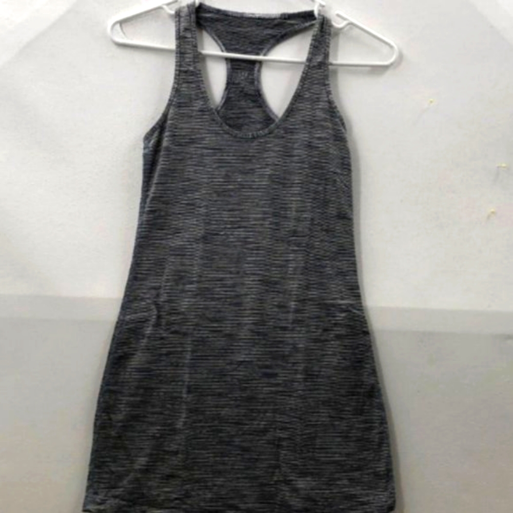 Lululemon Womens Black White Striped Sleeveless Scoop Neck Racerback Tank - Picture 3 of 9